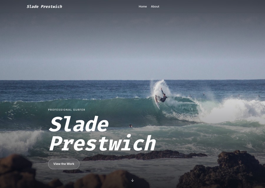 Slade Prestwich — a live Ghost portfolio site built with PixelGlass