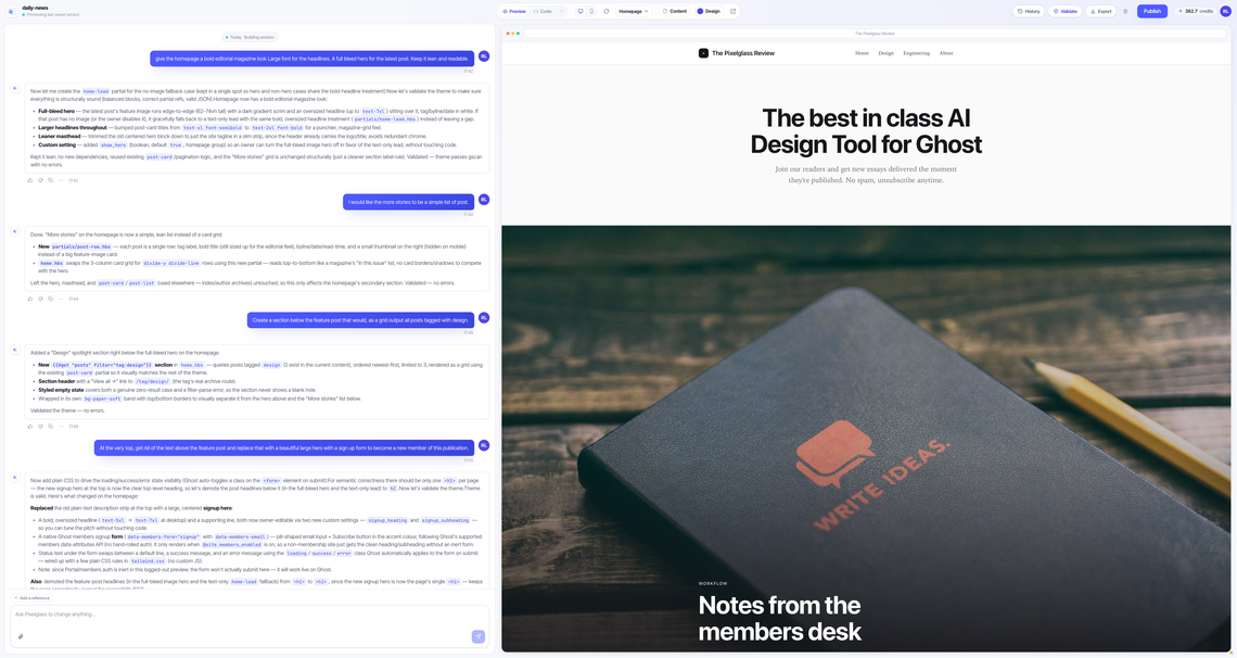 Introducing Pixelglass: a Ghost blog that feels like you